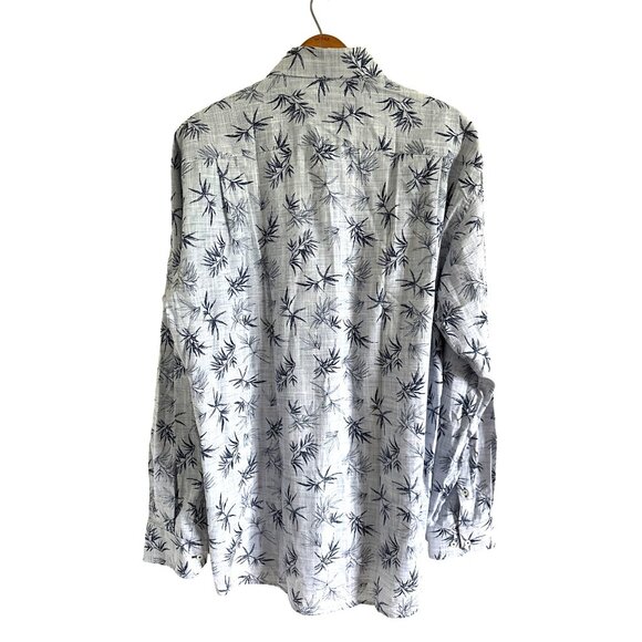 Hawaiianize Button Up Shirt Long Sleeves Dark Blue Navy Palms Cotton Size XL - Picture 3 of 6